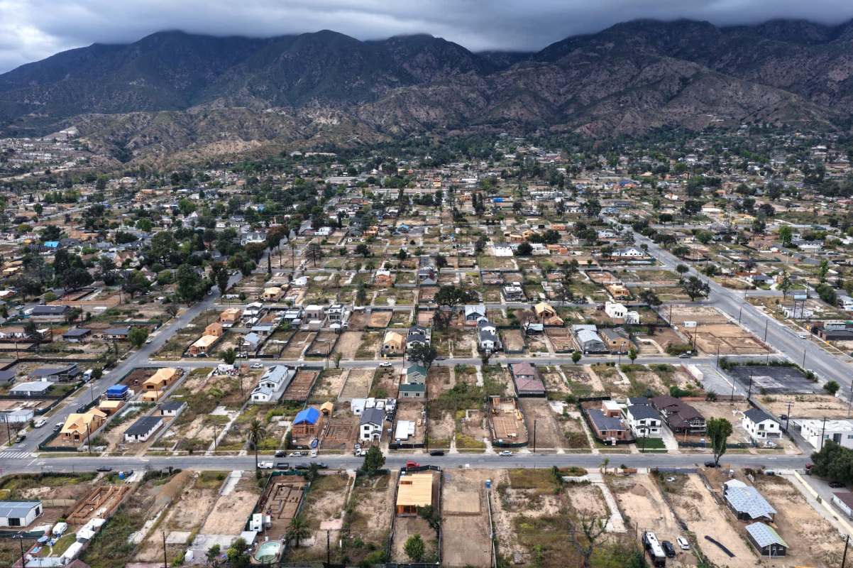 Aerial view of Eaton fire aftermath