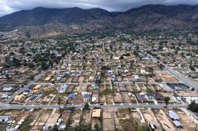 Aerial view of Eaton fire aftermath
