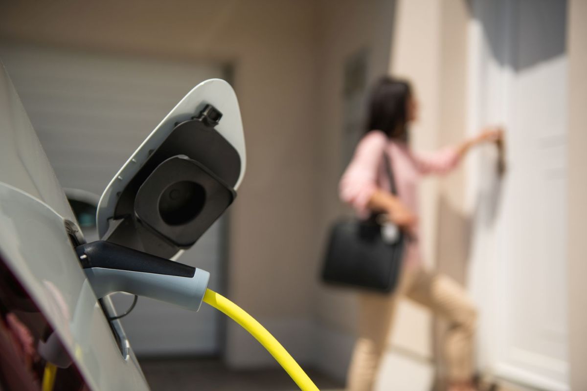 An EV charging at home.