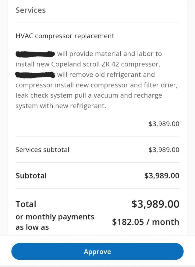 A $3,989 installation quote.