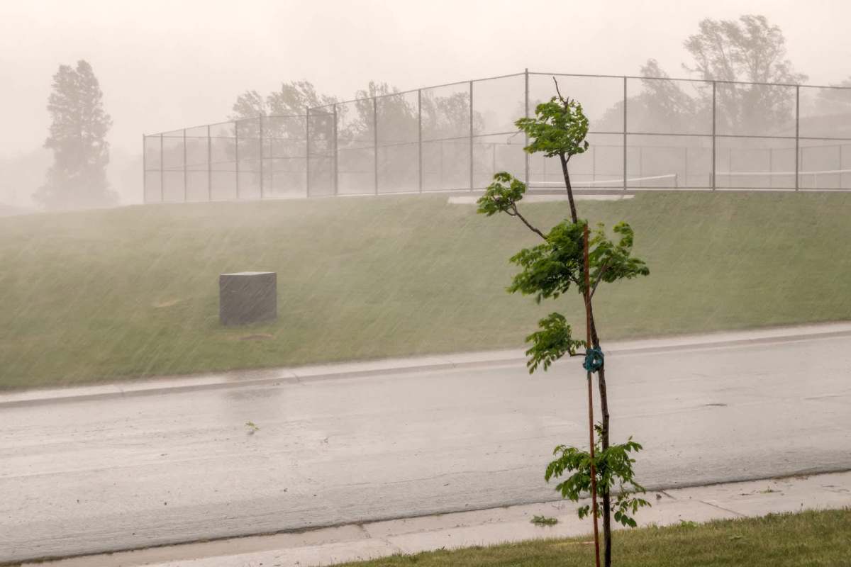 A storm at a tennis court.