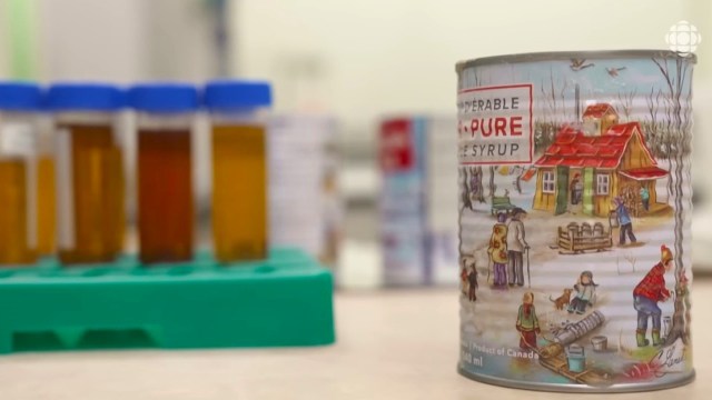A can of maple syrup.