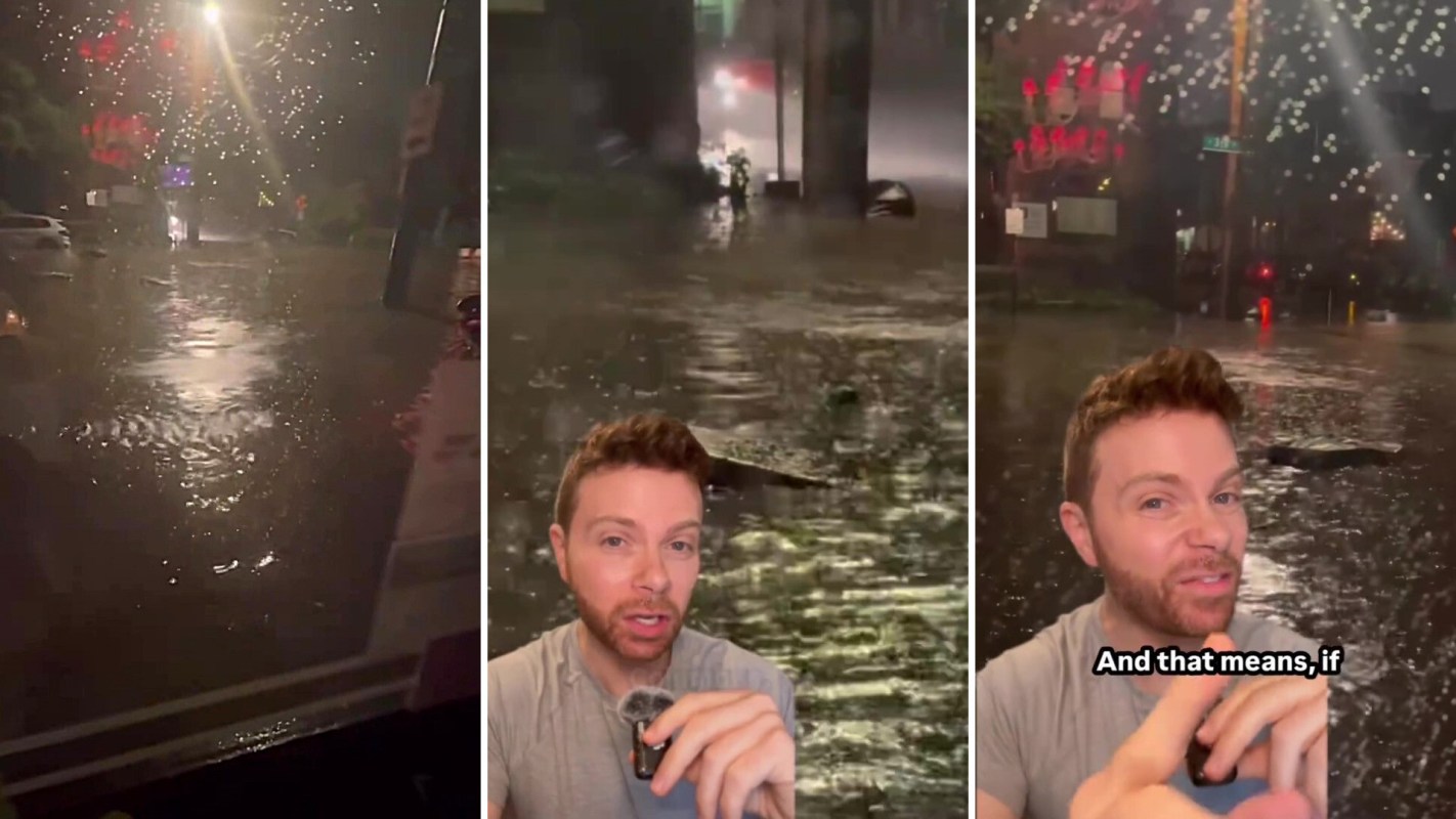 A flash flood in the German Village of Columbus, Ohio.