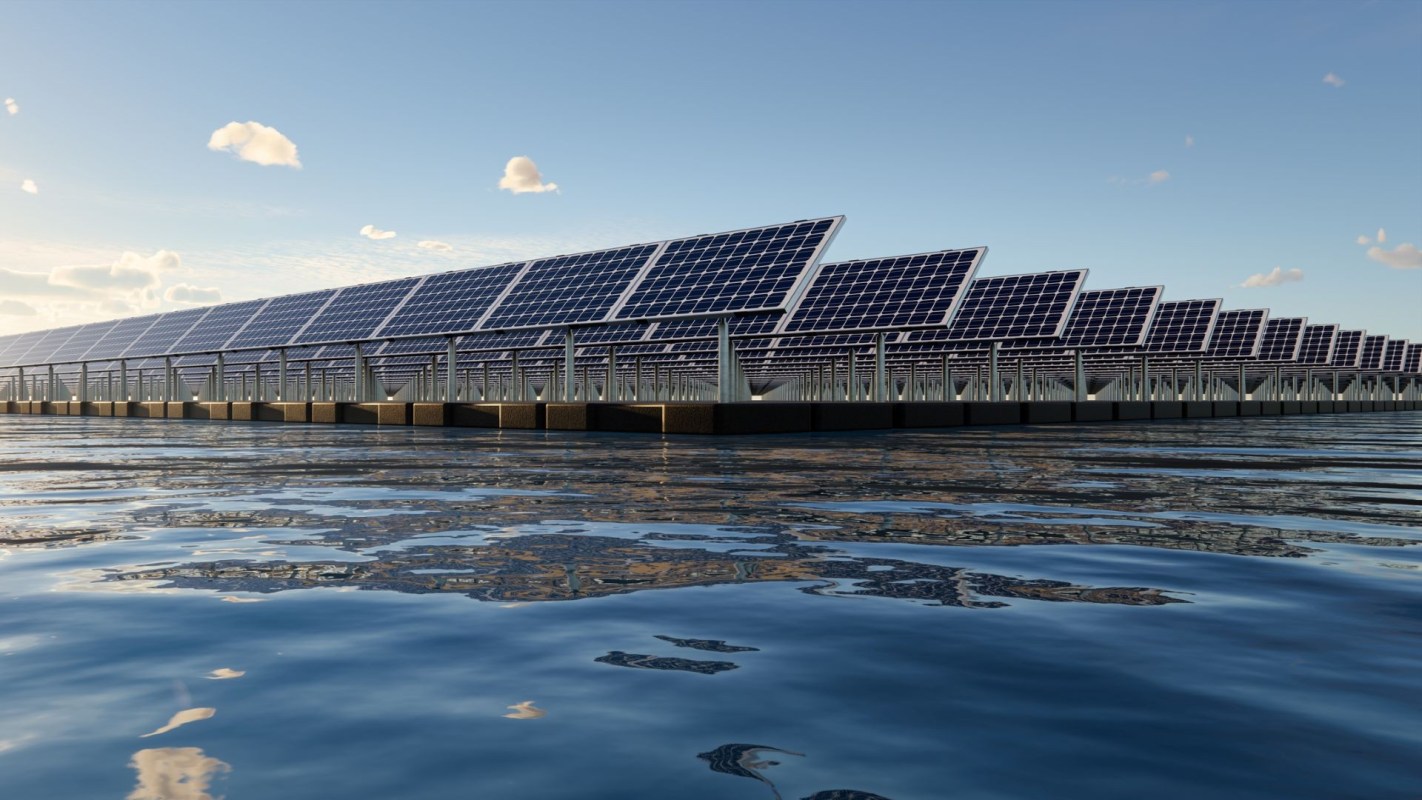 A floating solar farm.