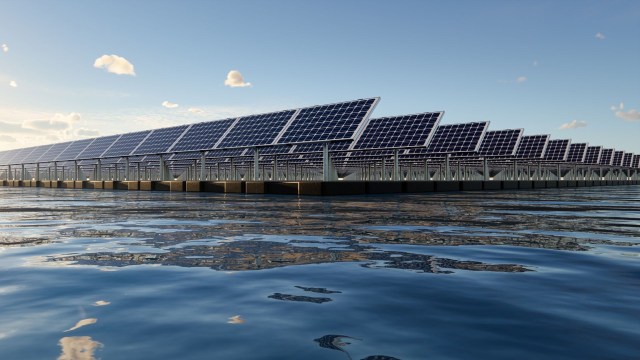 A floating solar farm.