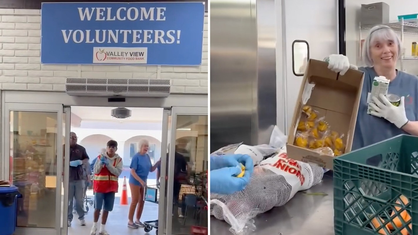 Volunteers at the Valley View Community Food Bank.