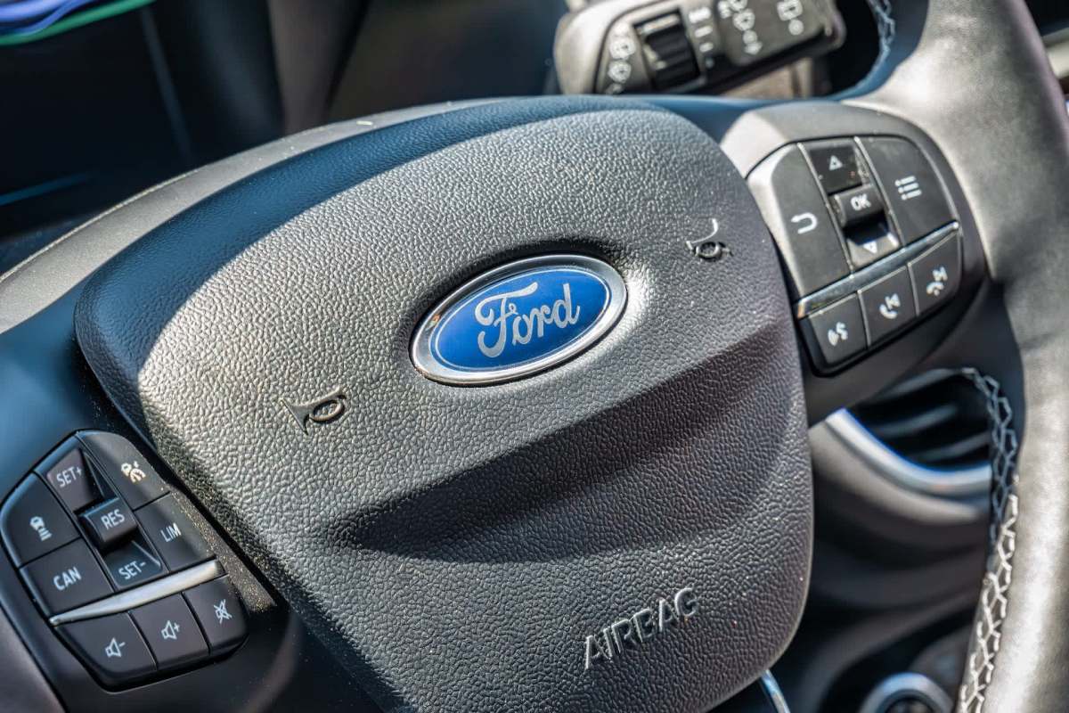 A Ford steering wheel.