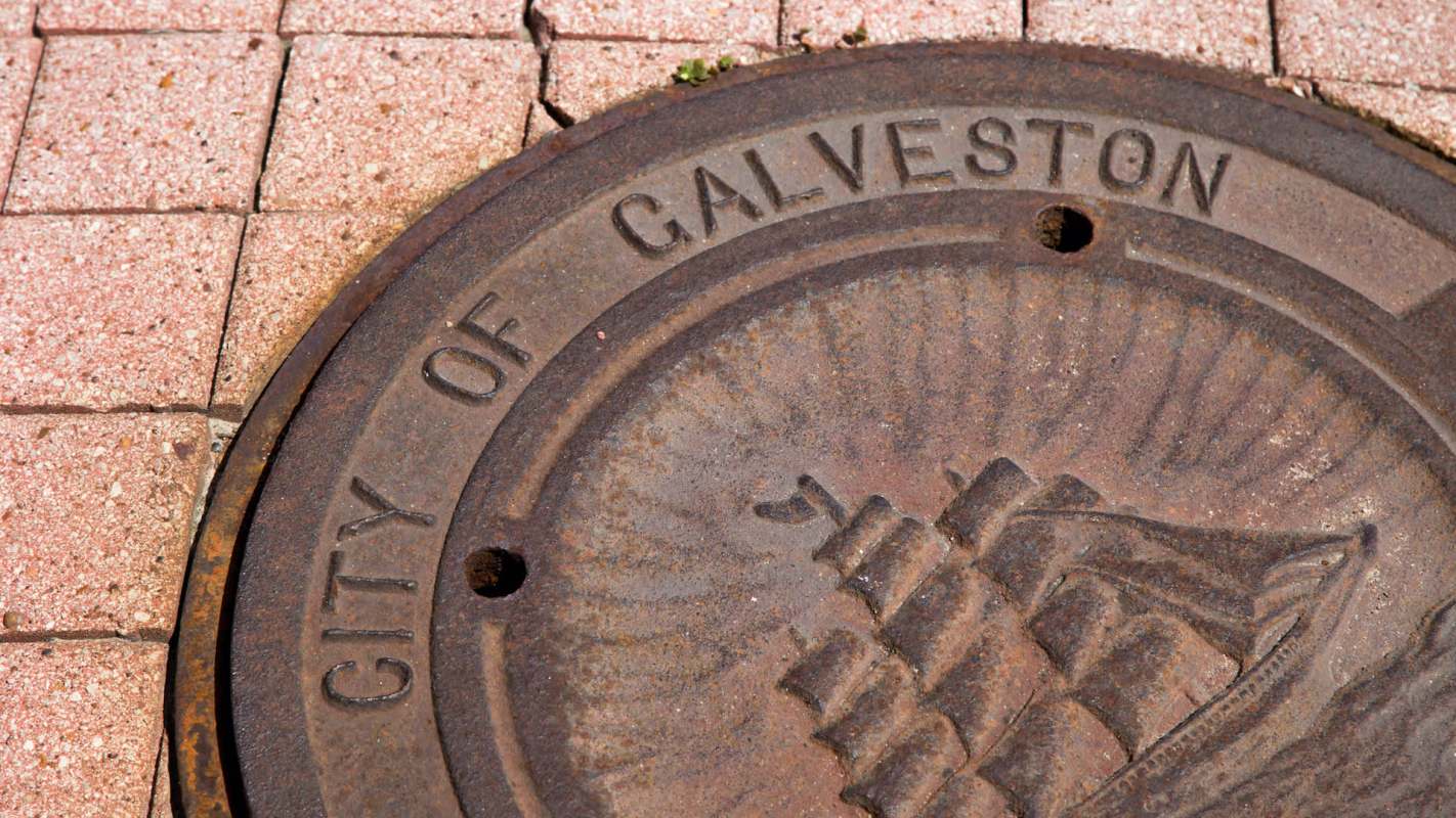 A City of Galveston manhole cover.
