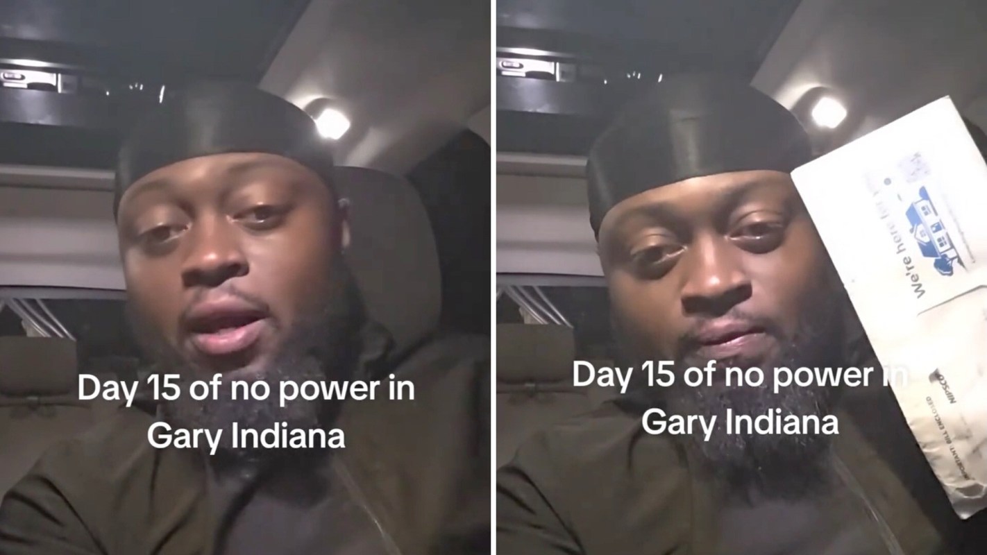 A person shares a video update about being without power for 15 days in Gary, Indiana.