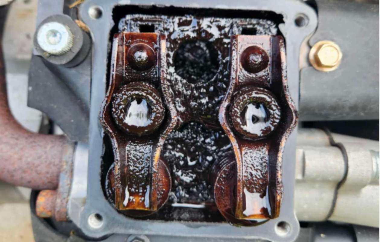 A machine covered in oil.