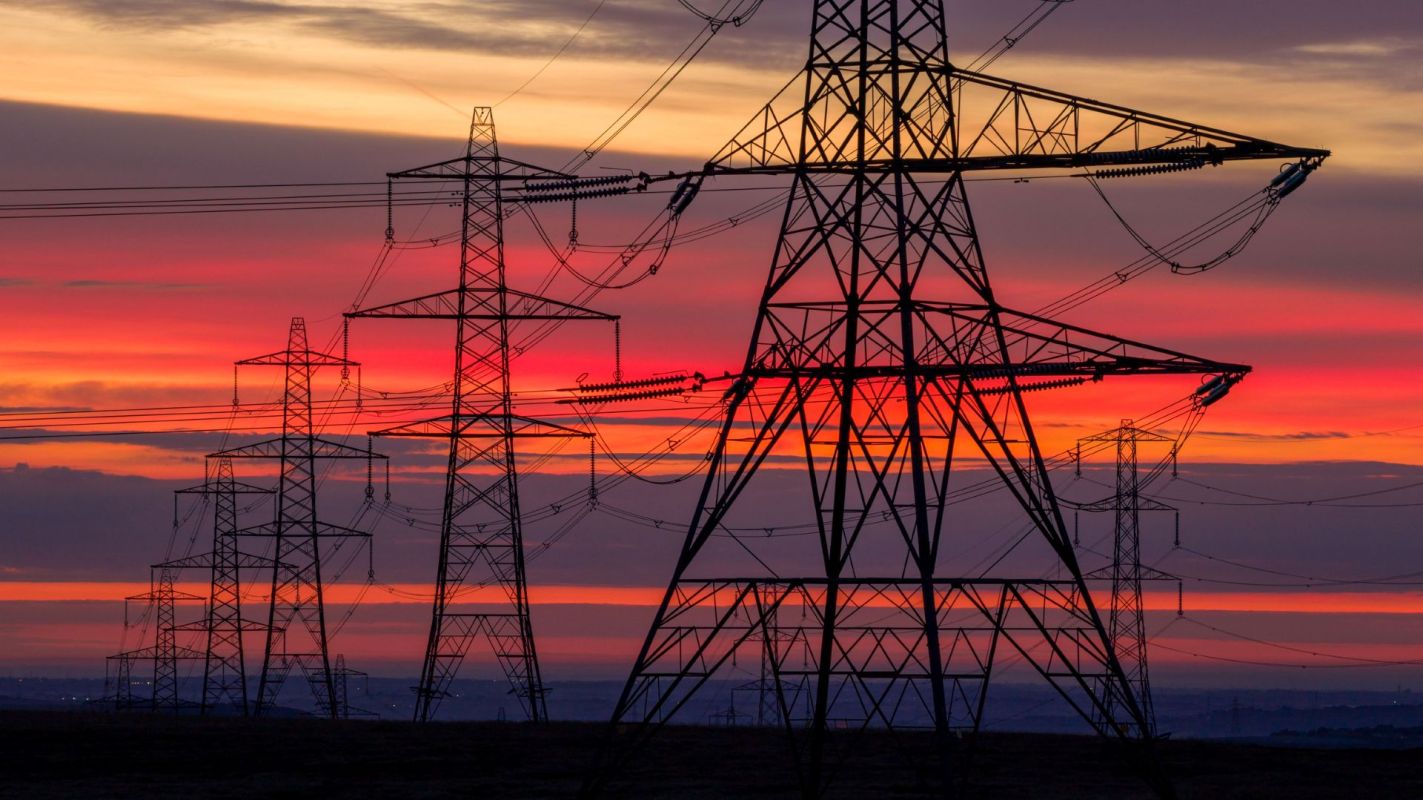 Electricity pylons.