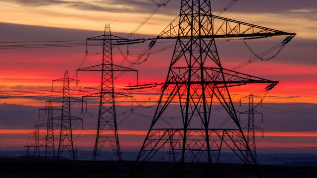Electricity pylons.