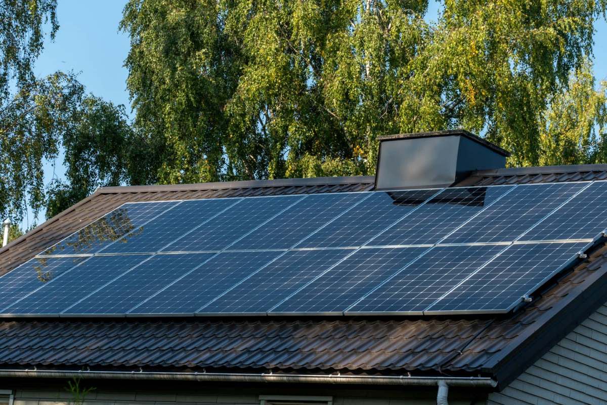 A house with rooftop solar.
