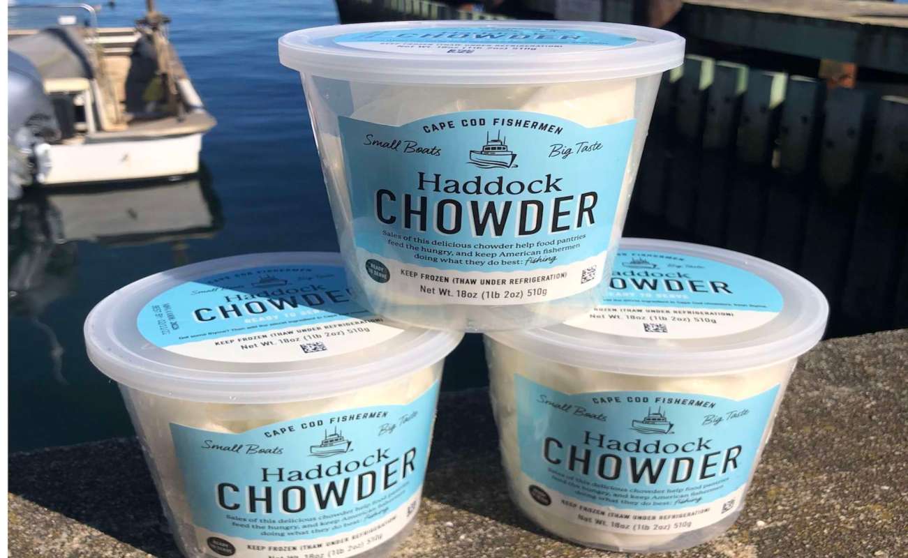 Three containers of Haddock chowder.
