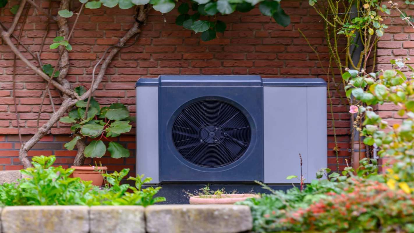 An outdoor heat pump unit.