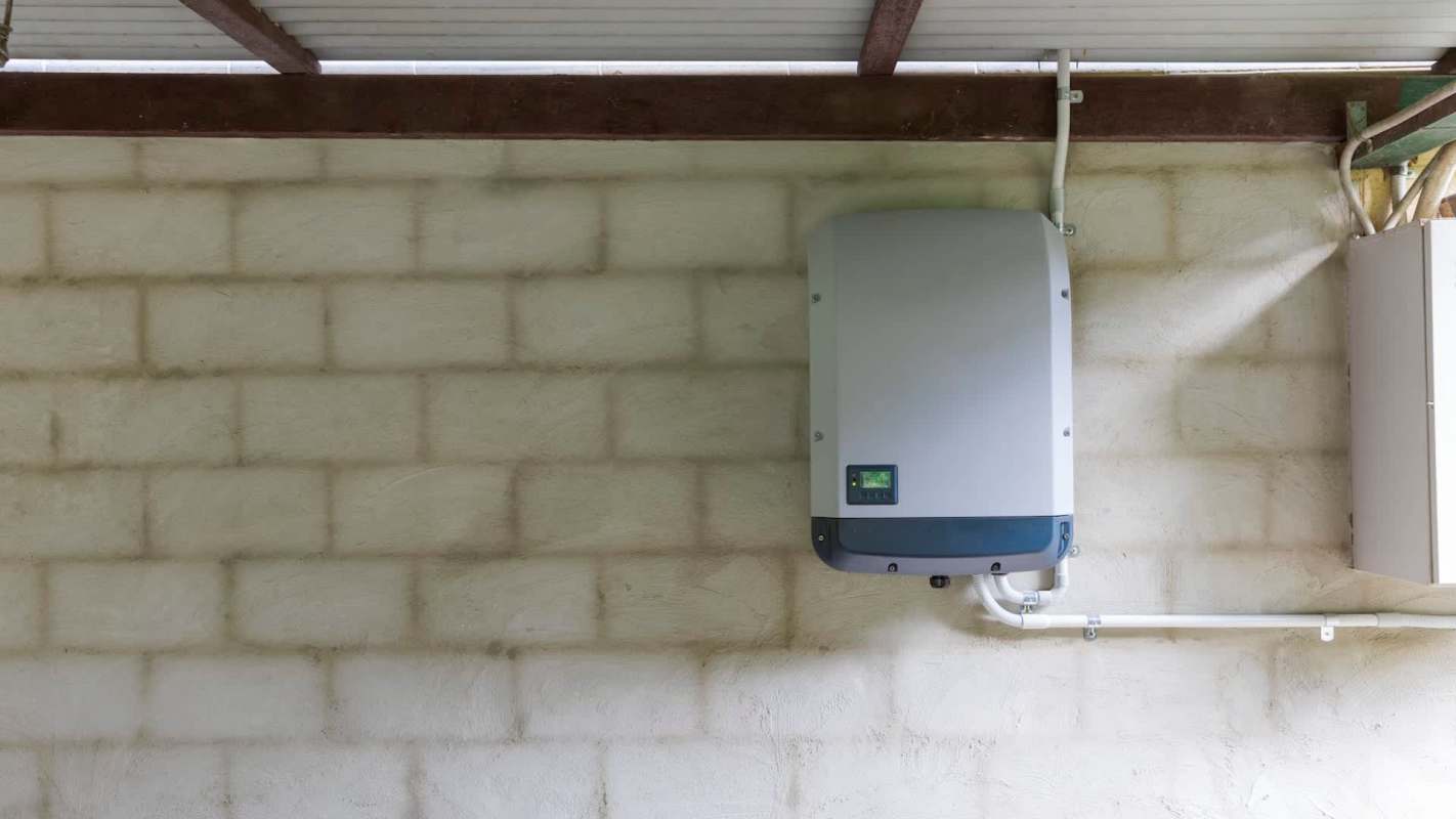 A solar inverter on a wall.