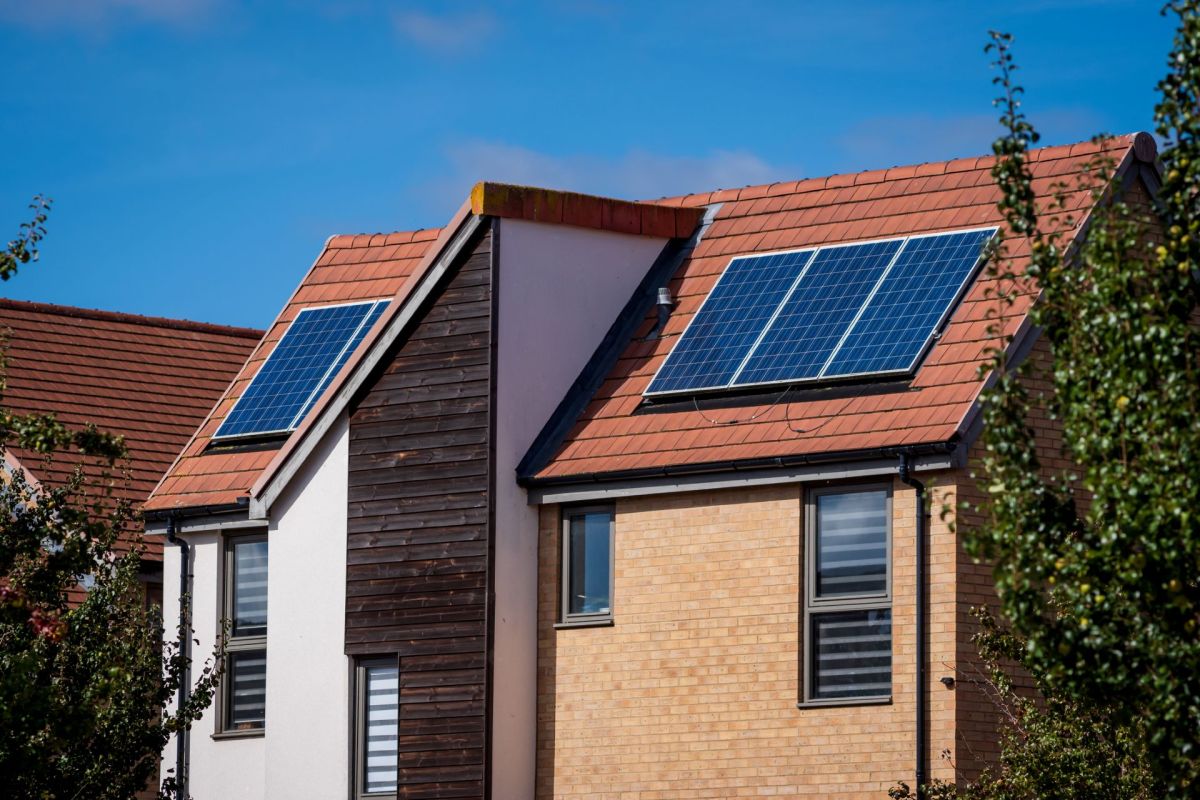 Homes with solar panels.