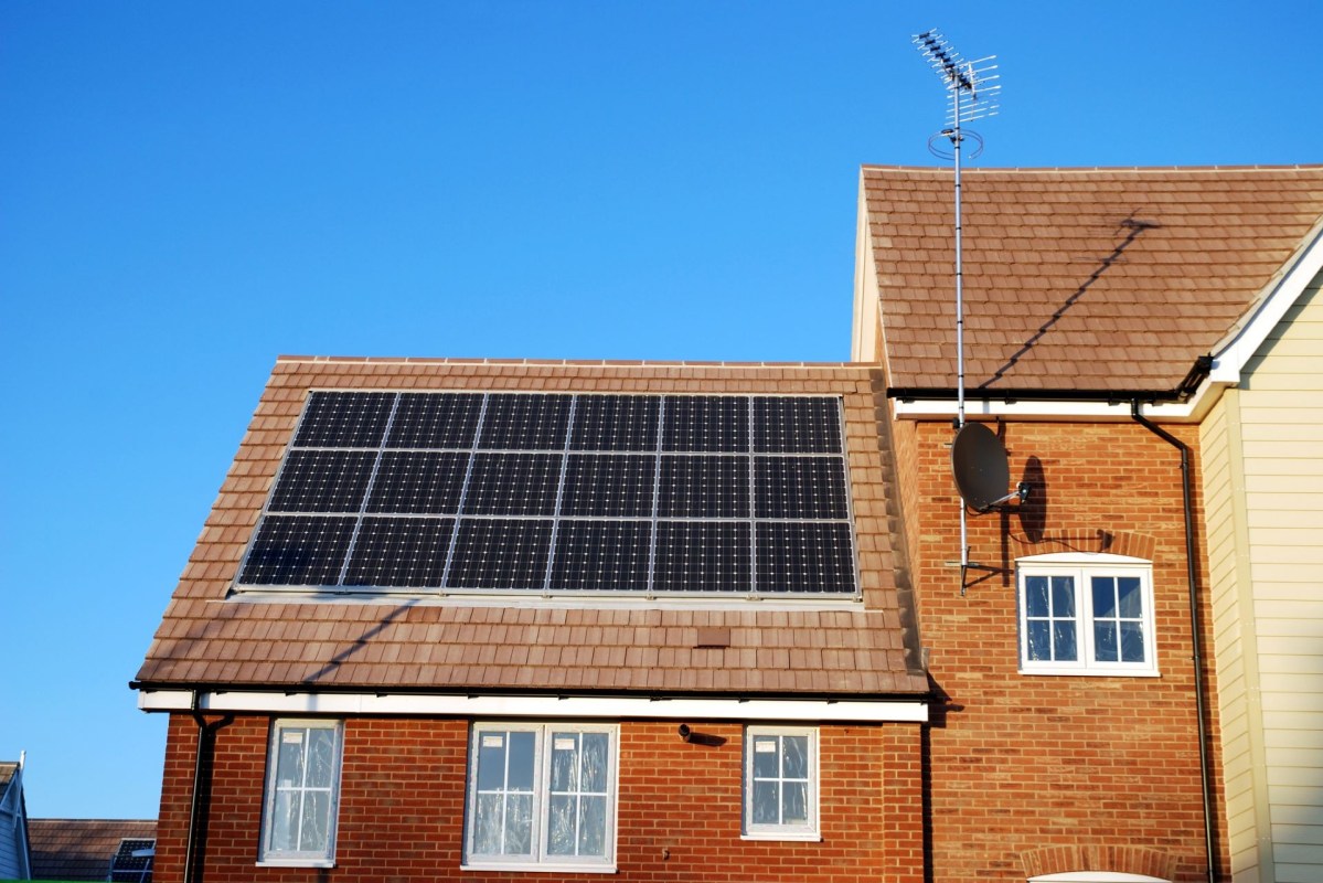 A house with rooftop solar.