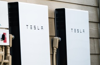 Two Tesla Powerwall battery storage systems.