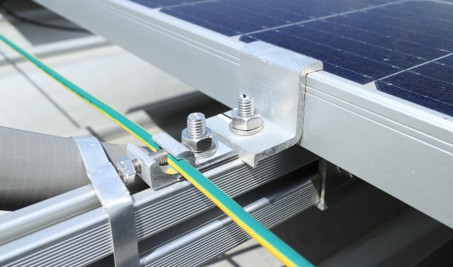 Metal framework for a solar panel installation.