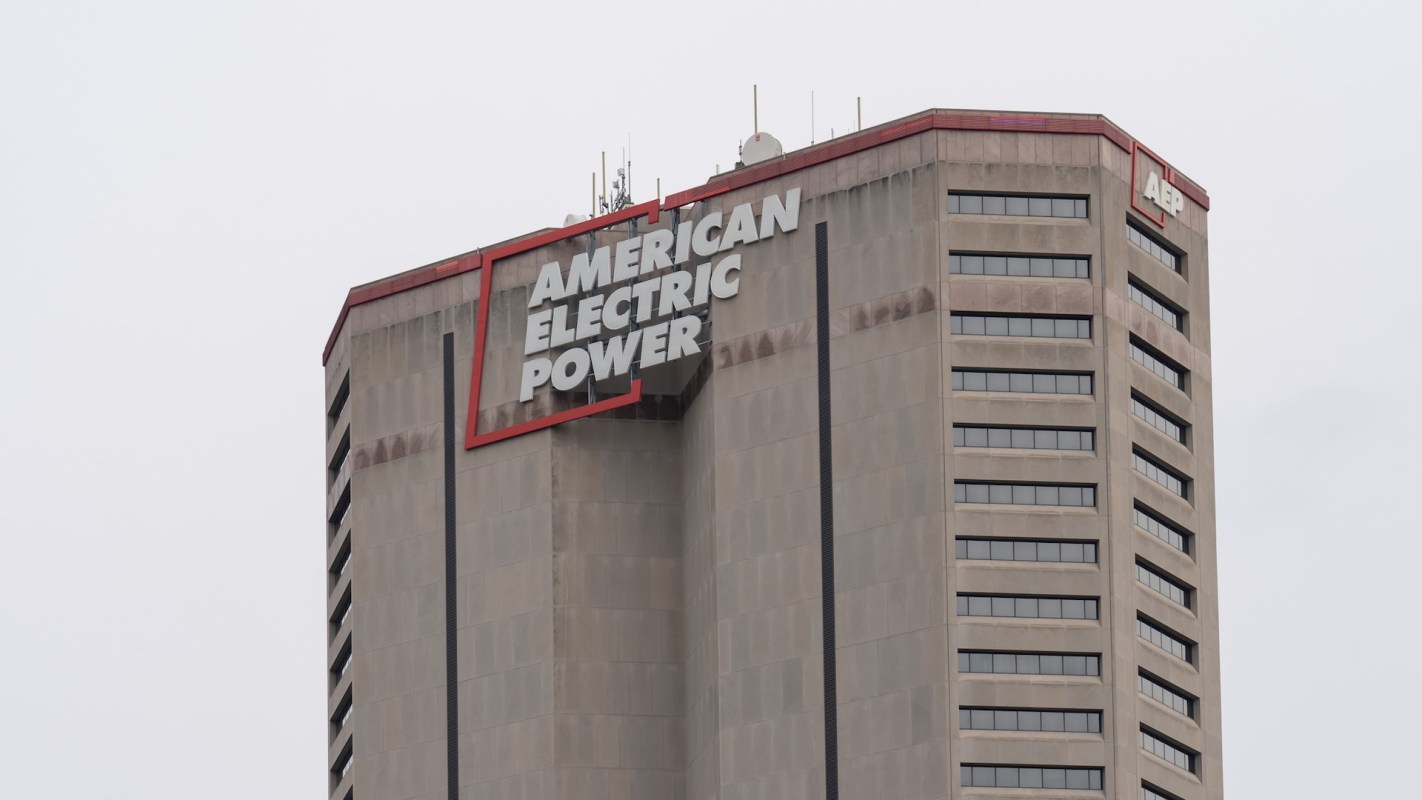 A building with the sign "American Electric Power" prominently displayed on its facade.