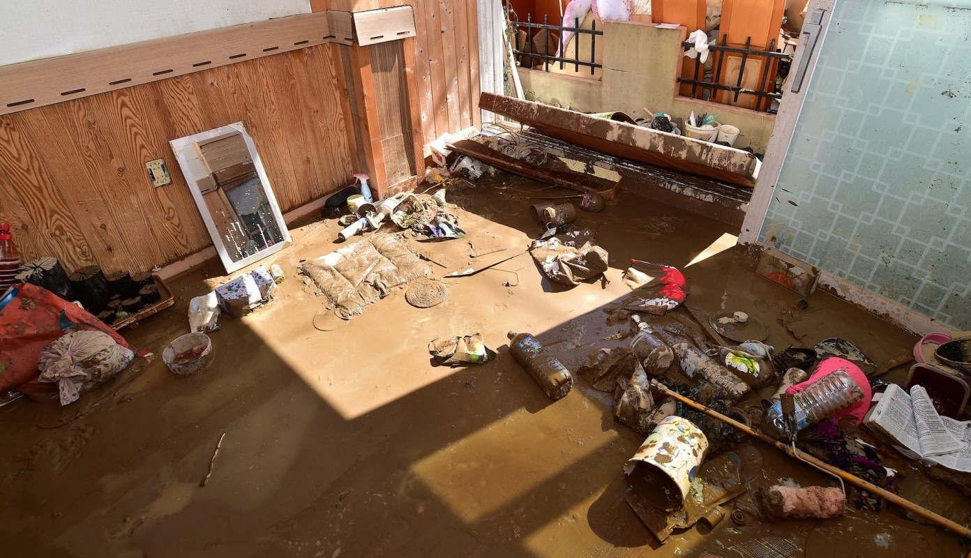 A home with flood damage.