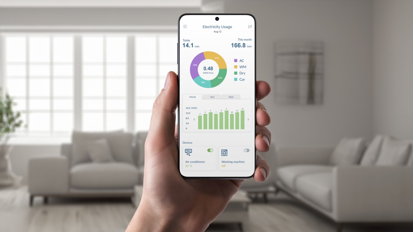 A smartphone displaying electricity usage data.