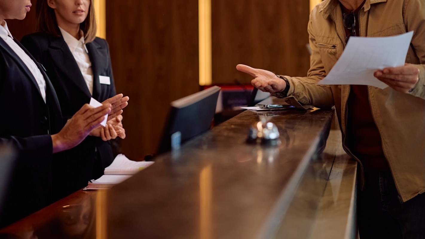 A hotel reception desk.