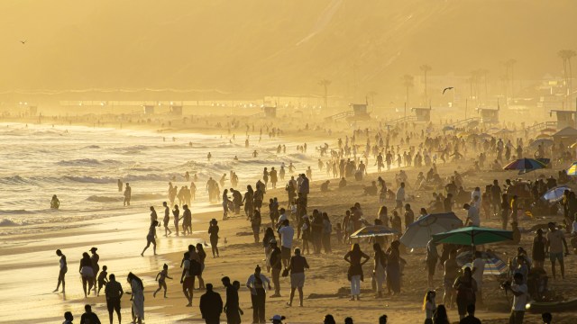 A crowded beach.