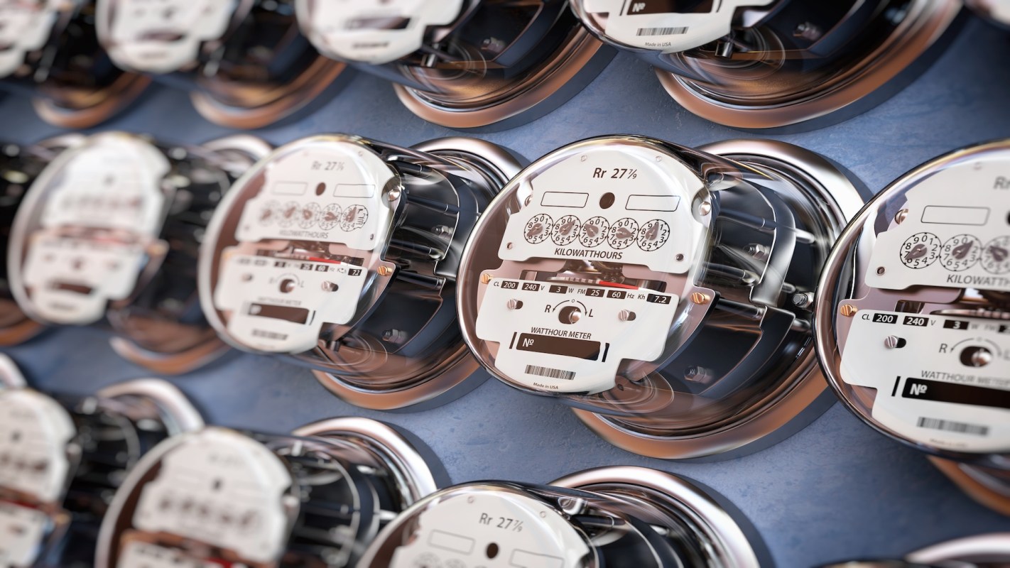 A row of electric meters.