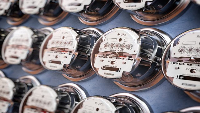 A row of electric meters.