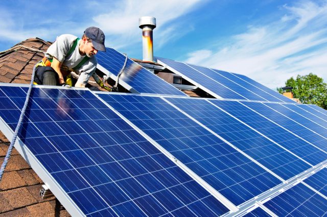 Installing rooftop solar.