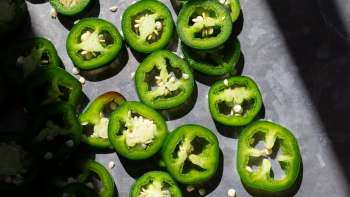 Sliced jalapeño peppers.