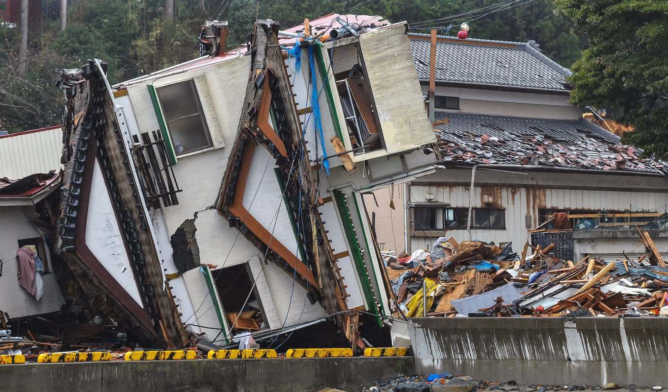 A collapsed house.