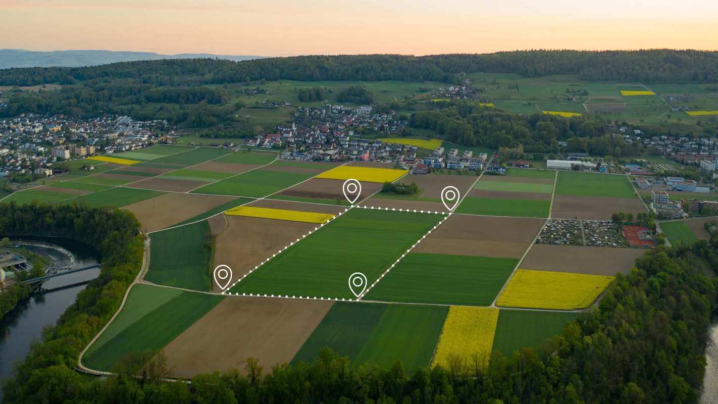 A marked plot in agricultural fields.