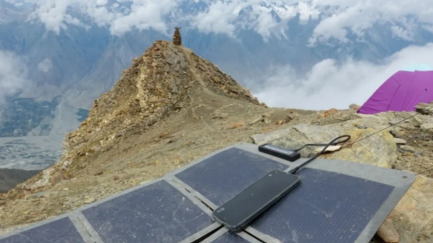Perovskite solar technology at the top of a mountain.