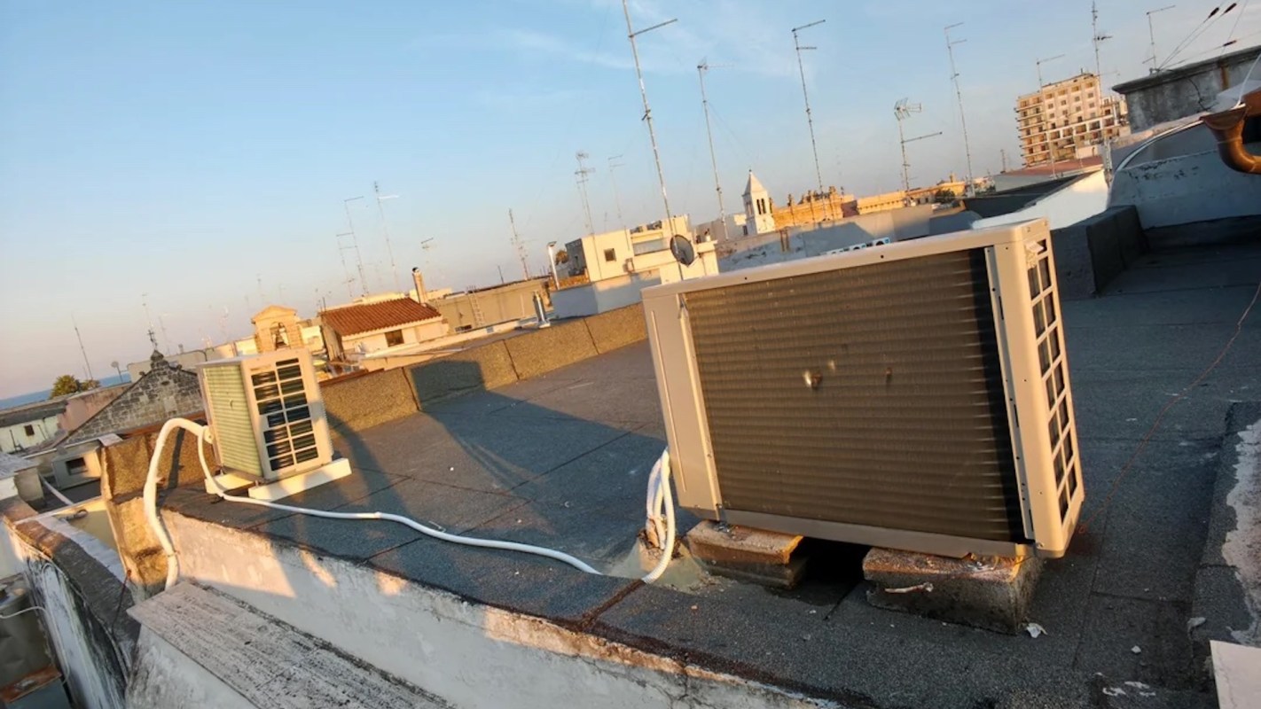 HVAC units on a rooftop.