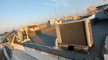 HVAC units on a rooftop.