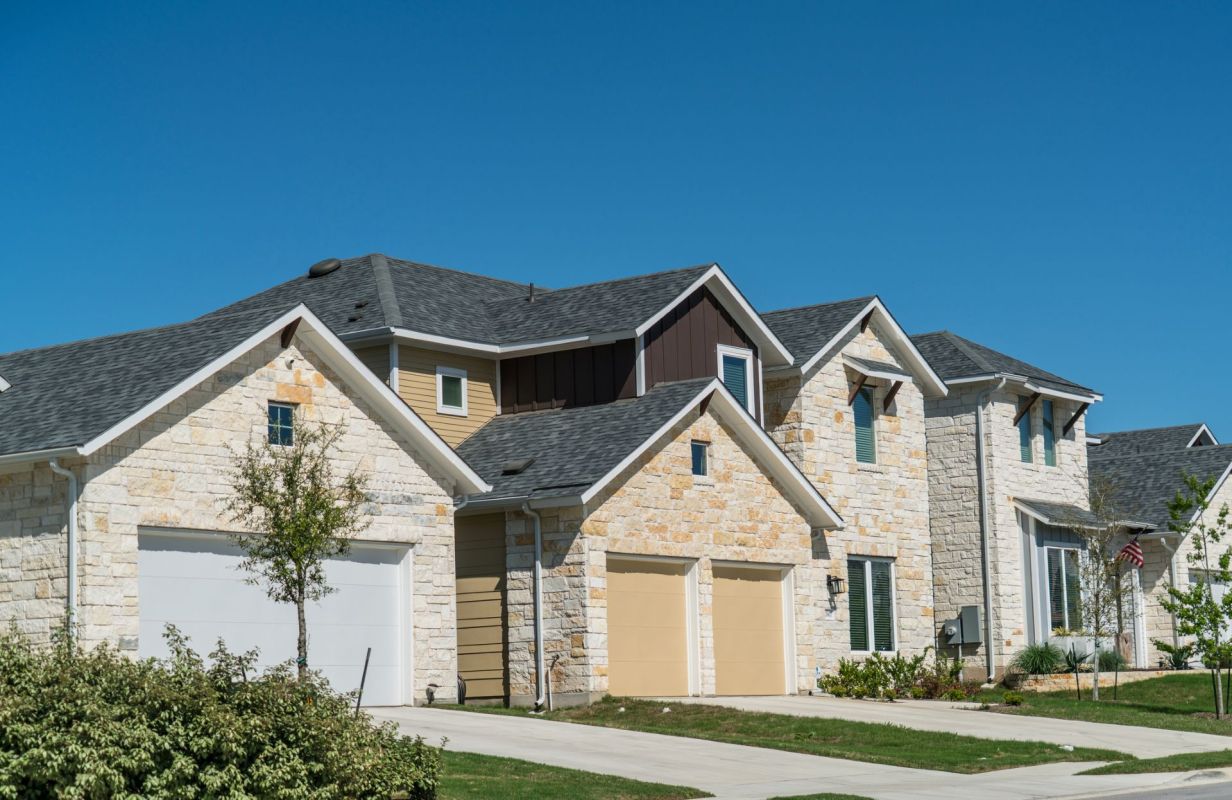 Homes in a neighborhood.