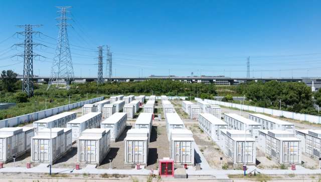 Many battery storage units.