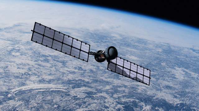 A satellite orbiting Earth.