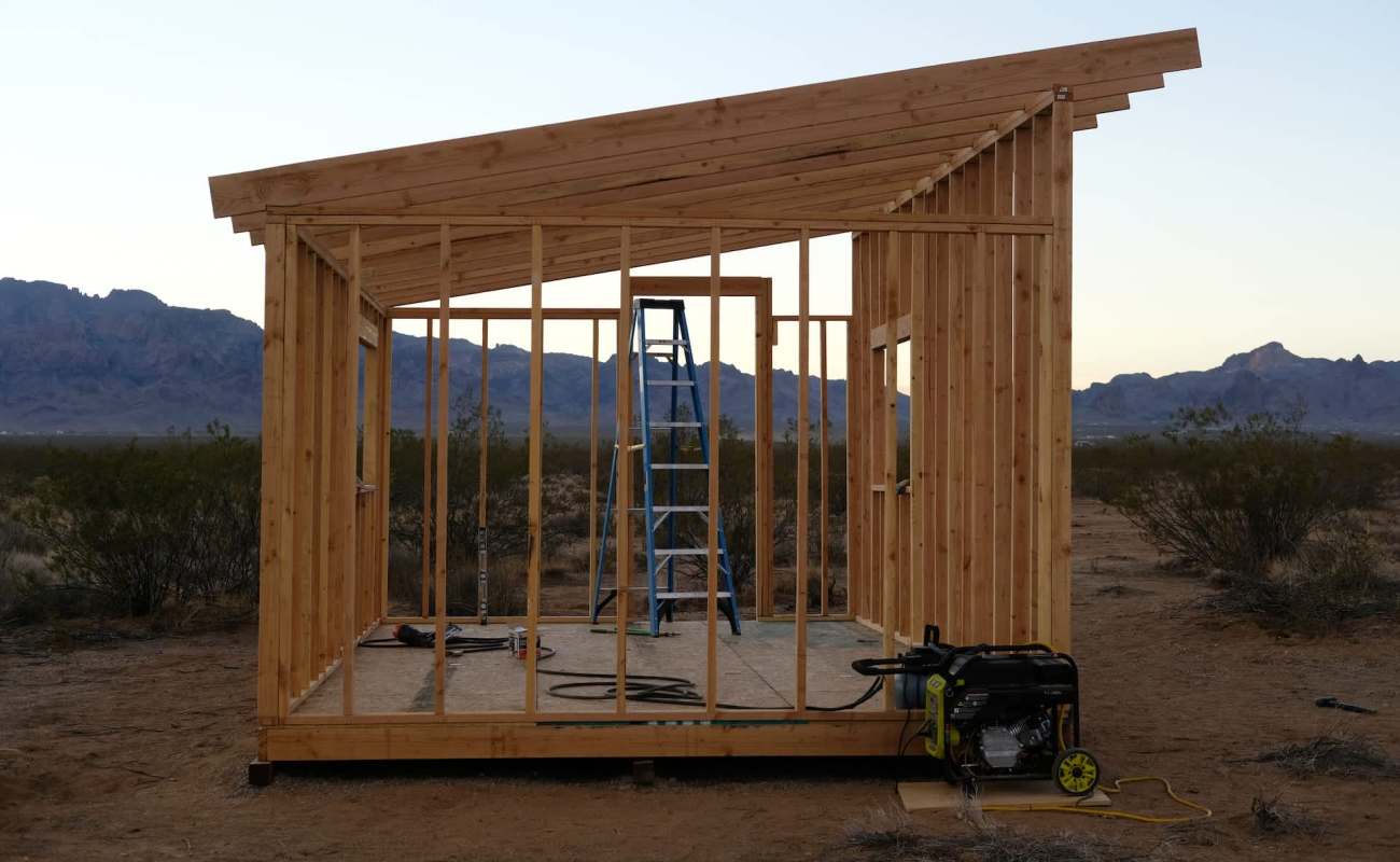 A shed under construction.