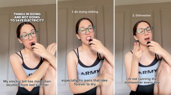 A woman discussing ways to save electricity.