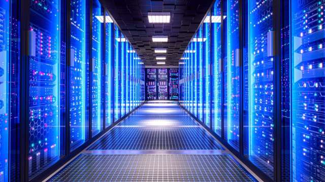 A server room in a data center.