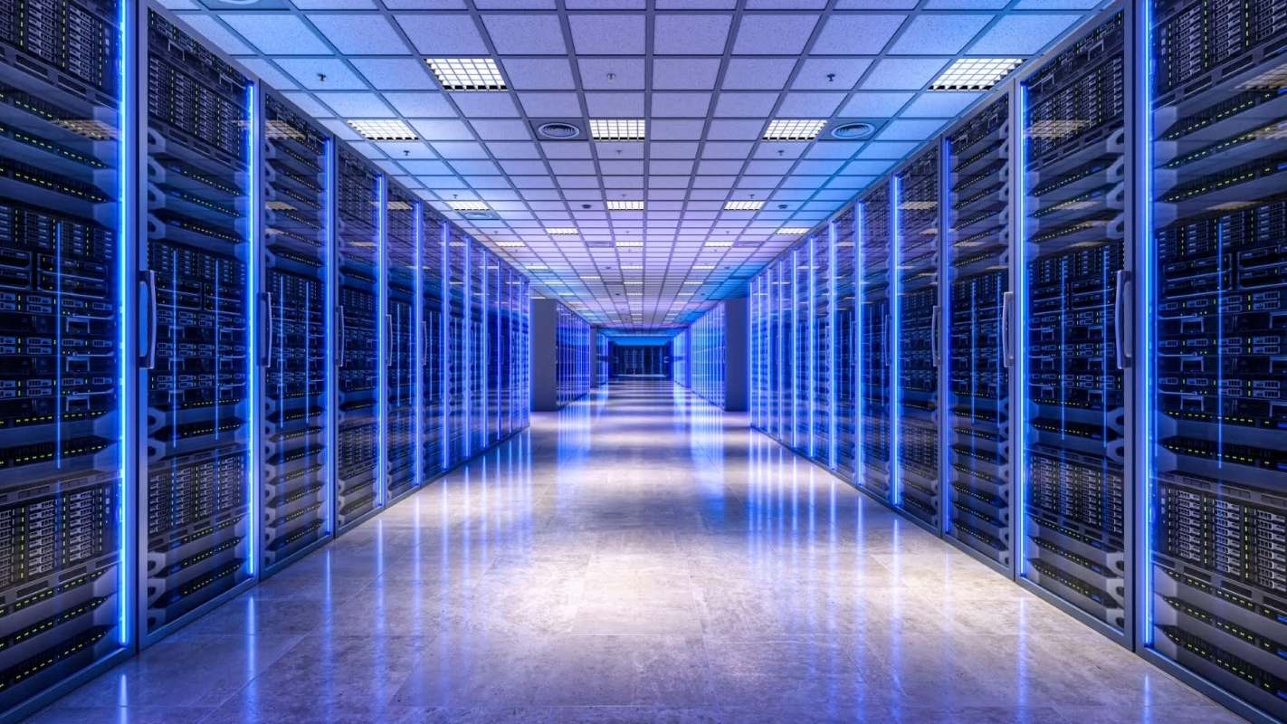 A server room in a data center.