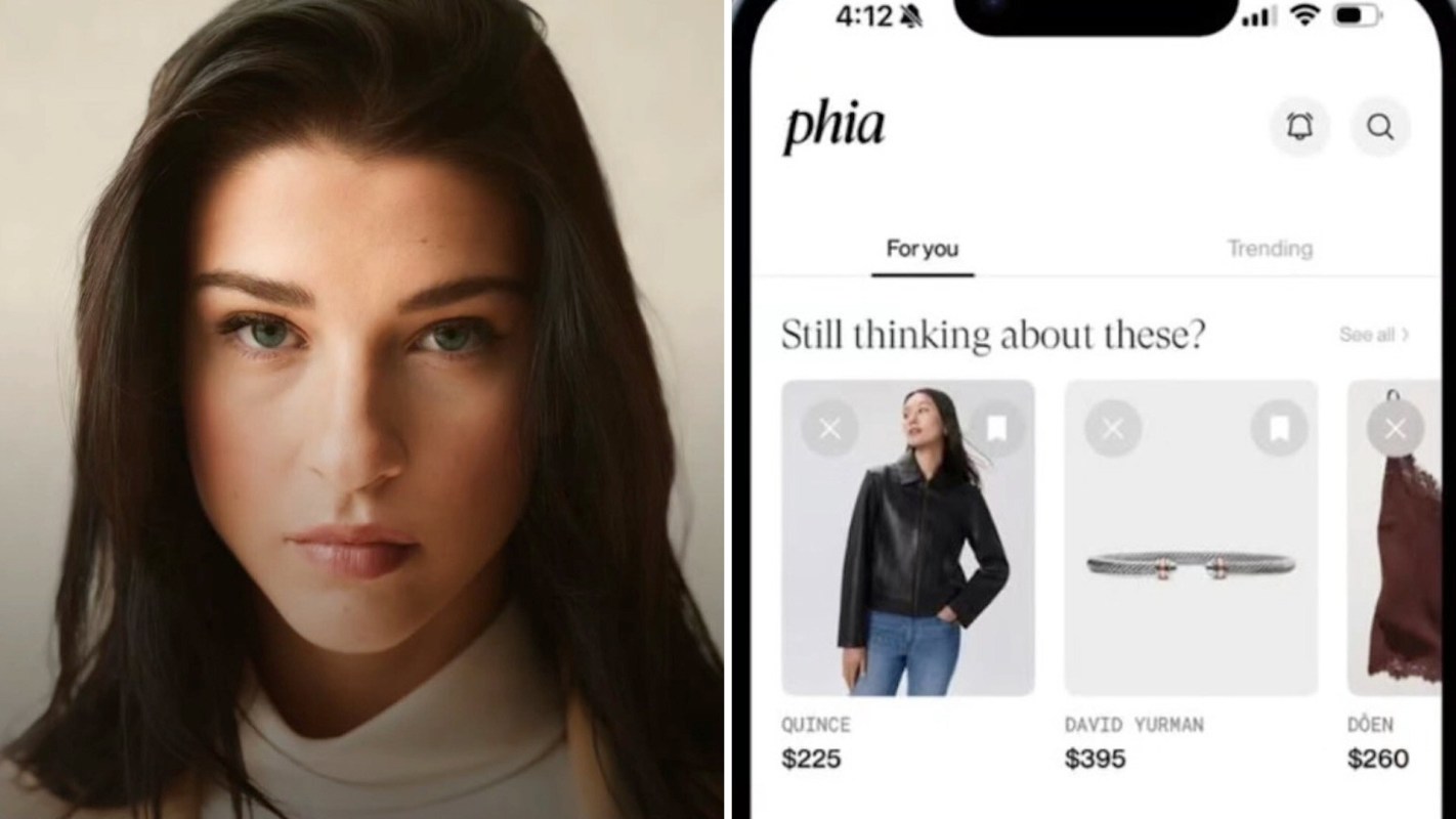 Phoebe Gates next to price-comparison app Phia.