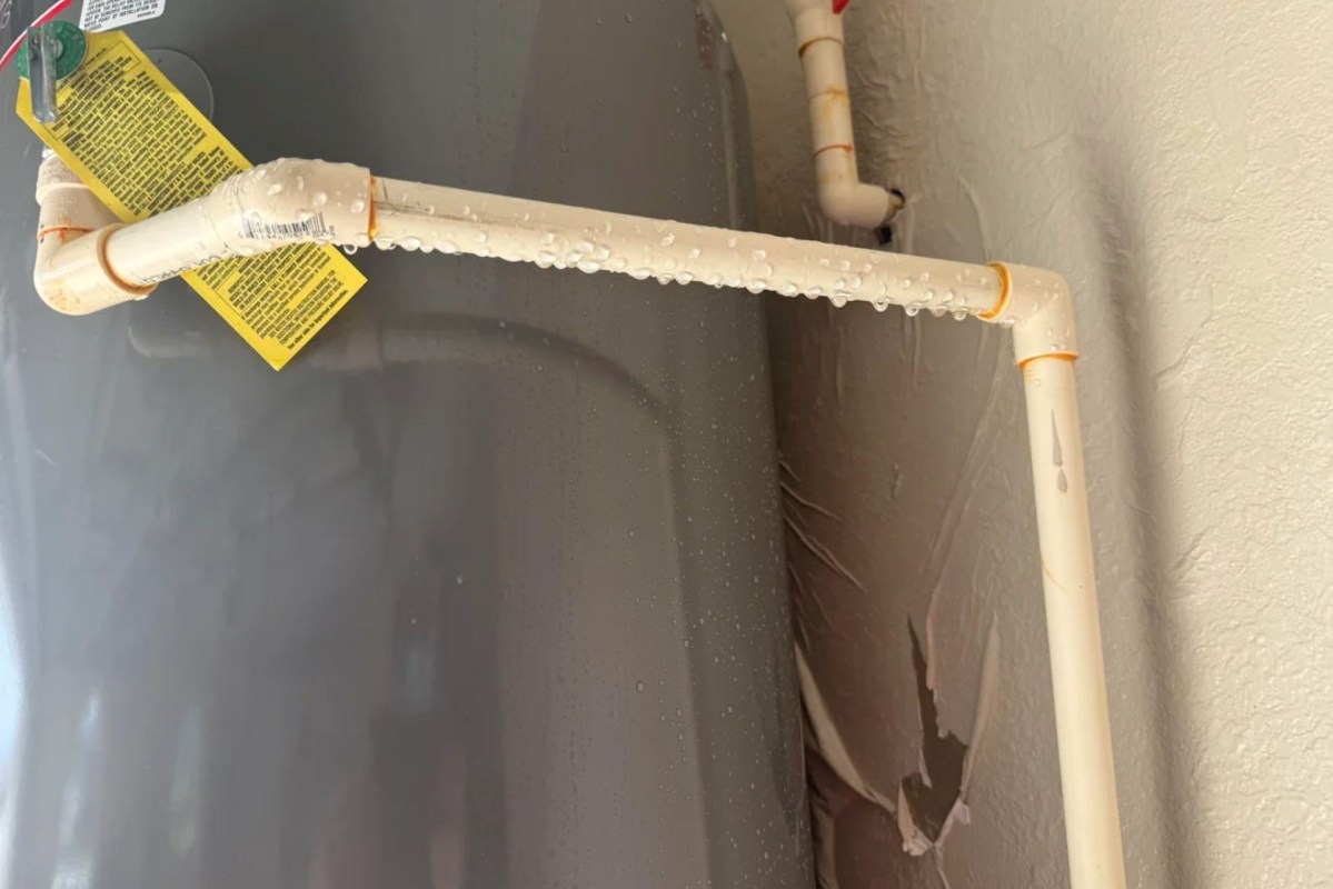 Leaking water heater pipes.
