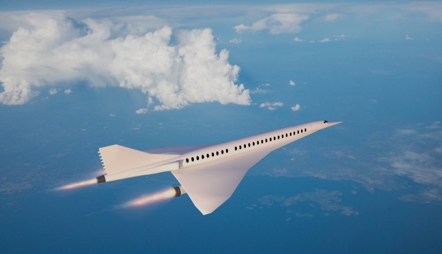 A supersonic jet in the sky.