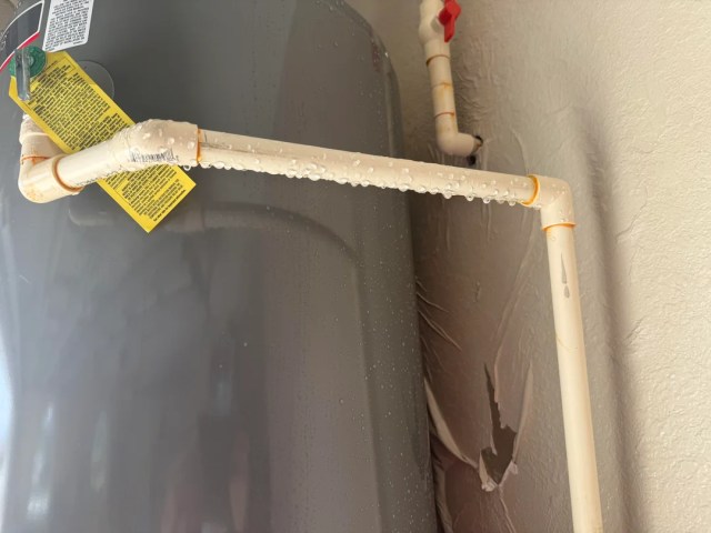 Leaking water heater pipes. 