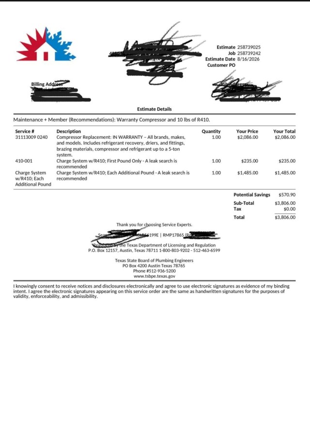 A repair estimate.